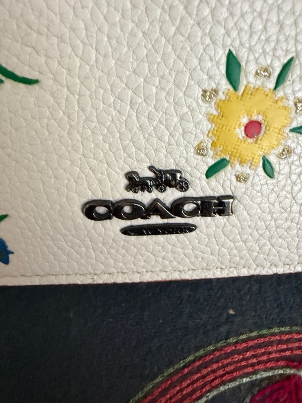 Coach Cream Floral Pebbled Leather Crossbody Bag - Picture 9 of 16
